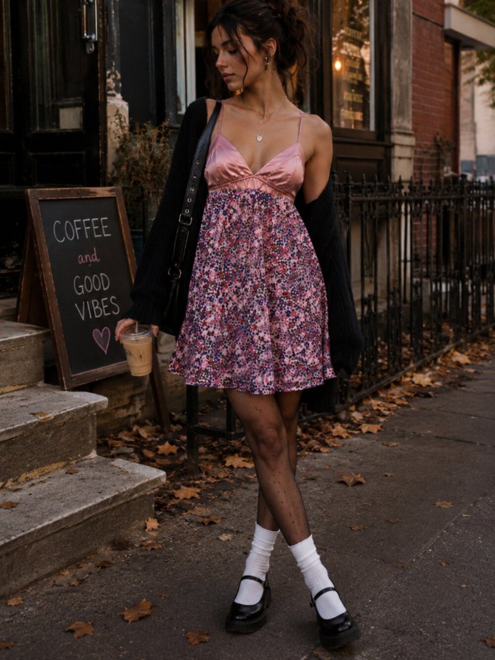 Forever 21 Floral Babydoll Mini Dress L Pink Satin Y2K Indie Sleaze